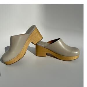 Rachel Comey Blaring Clog Nappa Leather Bone Neutral Grey Taupe Size 9 EUC